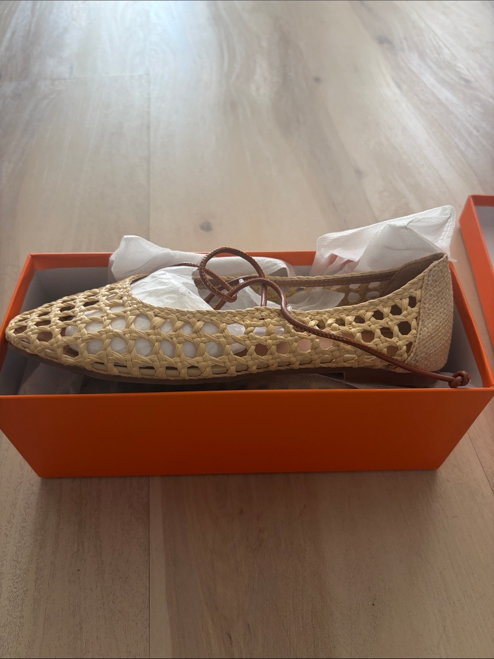 womens bleached beechwood weave ballet flats sz 7 new
